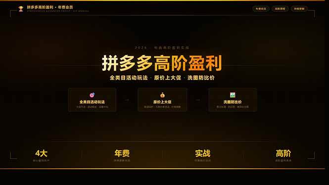（17848期）拼多多高阶盈利年费会员(更新3月31)：全类目活动玩法、原价上大促、洗图防比价等核心盈利技术-三月轻创