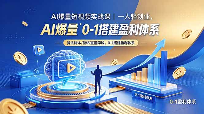 (18652期)AI爆量短视频实战课|一人轻创业,算法脚本剪辑直播同城,0-1搭建盈利体系-三月轻创