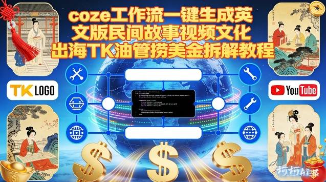 Coze扣子工作流一键生成英文版民间故事视频，文化出海TK油管捞美金拆解教程-三月轻创