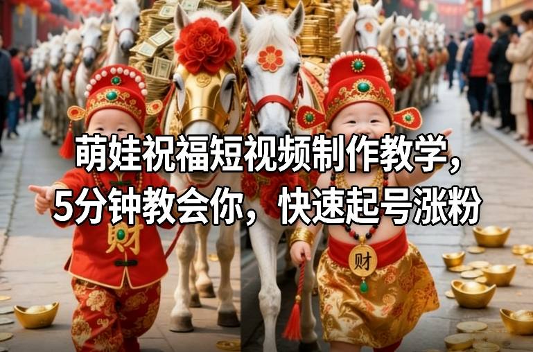 萌娃祝福短视频制作教学，5分钟教会你，快速起号涨粉-三月轻创