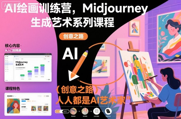 AI绘画训练营，Midjourney生成艺术系列课程，人人都是AI艺术家-三月轻创