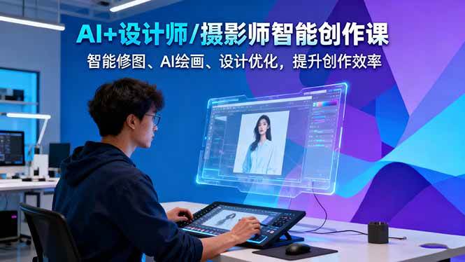 AI+设计师/摄影师智能创作课：智能修图、AI绘画、设计优化，提升创作效率-三月轻创