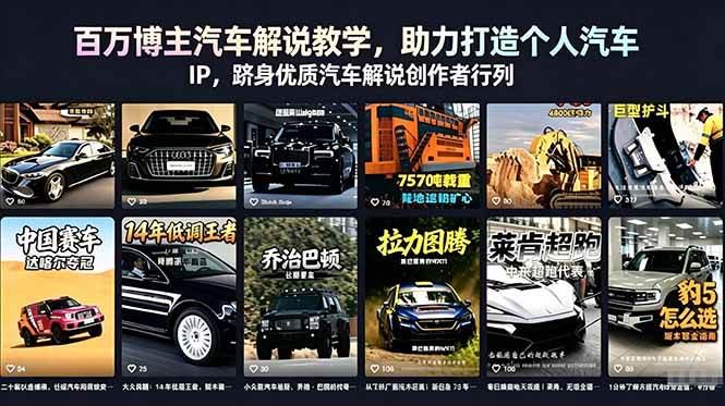 (18674期)百万博主汽车解说教学,助力打造个人汽车 IP,跻身优质汽车解说创作者行列-三月轻创