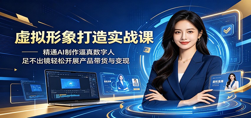 虚拟形象打造实战课:精通AI制作逼真数字人,足不出镜轻松开展产品带货与变现-三月轻创