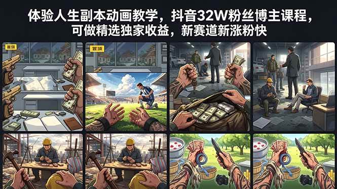 （18826期）体验人生副本动画教学， 抖音32W粉丝博主课程，可做精选独家收益，新赛道新涨粉快-三月轻创
