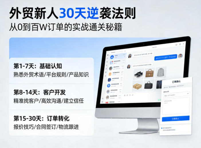 外贸新人30天逆袭法则，教你从0到百W订单的实战通关秘籍-三月轻创