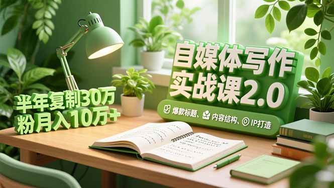 （16734期）自媒体写作实战课2.0，爆款标题、内容结构、IP打造，半年复制30万粉月入10万+-三月轻创