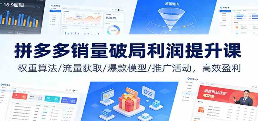 拼多多销量破局利润提升课：权重算法/流量获取/爆款模型/推广活动，高效盈利-三月轻创