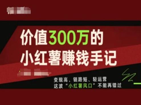 价值300万的小红书赚钱手记，变现高、链路短、轻运营，这波“小红薯风口”不能再错过-三月轻创