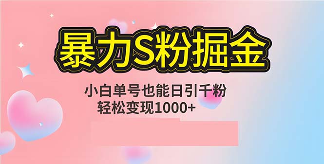 单人单机日引千粉，变现1000+，S粉流量掘金计划攻略-三月轻创