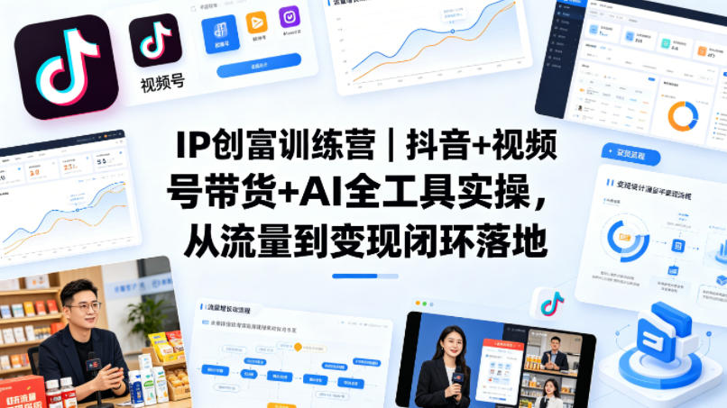 IP创富训练营｜抖音+视频号带货+AI全工具实操，从流量到变现闭环落地-三月轻创