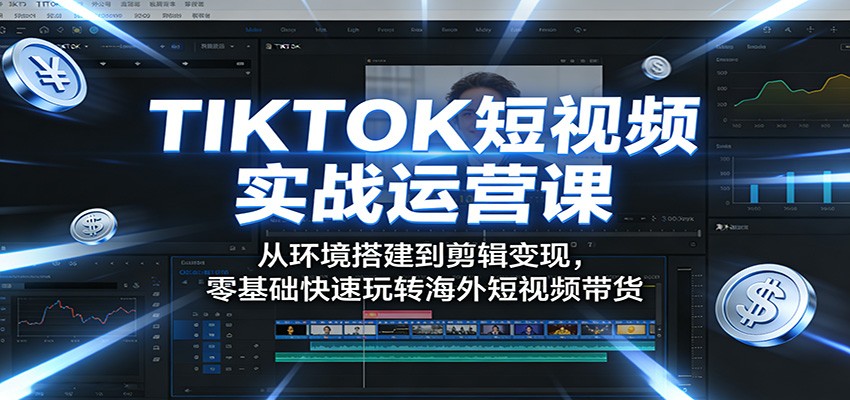 TIKTOK短视频实战运营课：从环境搭建到剪辑变现，零基础快速玩转海外短视频带货-三月轻创