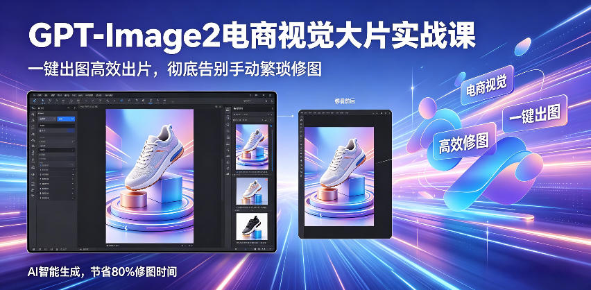 GPT-Image2电商视觉大片实战课,一键出图高效出片,彻底告别手动繁琐修图(更新)-三月轻创