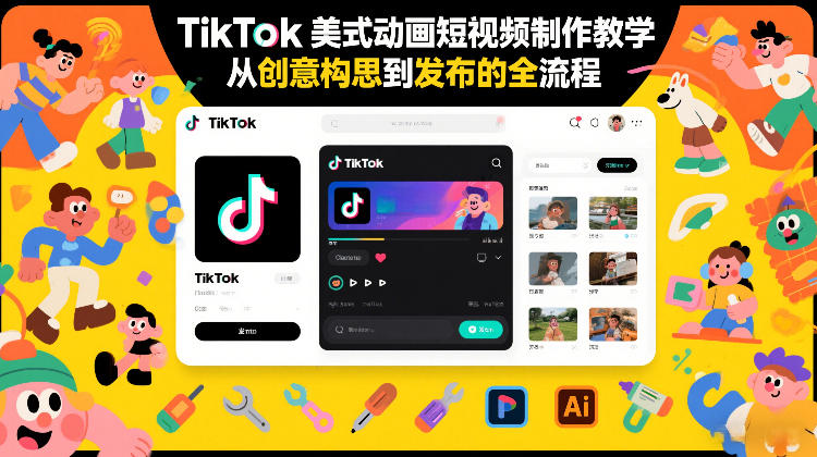 TikTok美式动画短视频制作教学，从创意构思到发布的全流程-三月轻创