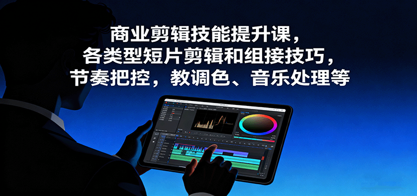 商业剪辑技能提升课，各类型短片剪辑和组接技巧，节奏把控，教调色、音乐处理等-三月轻创