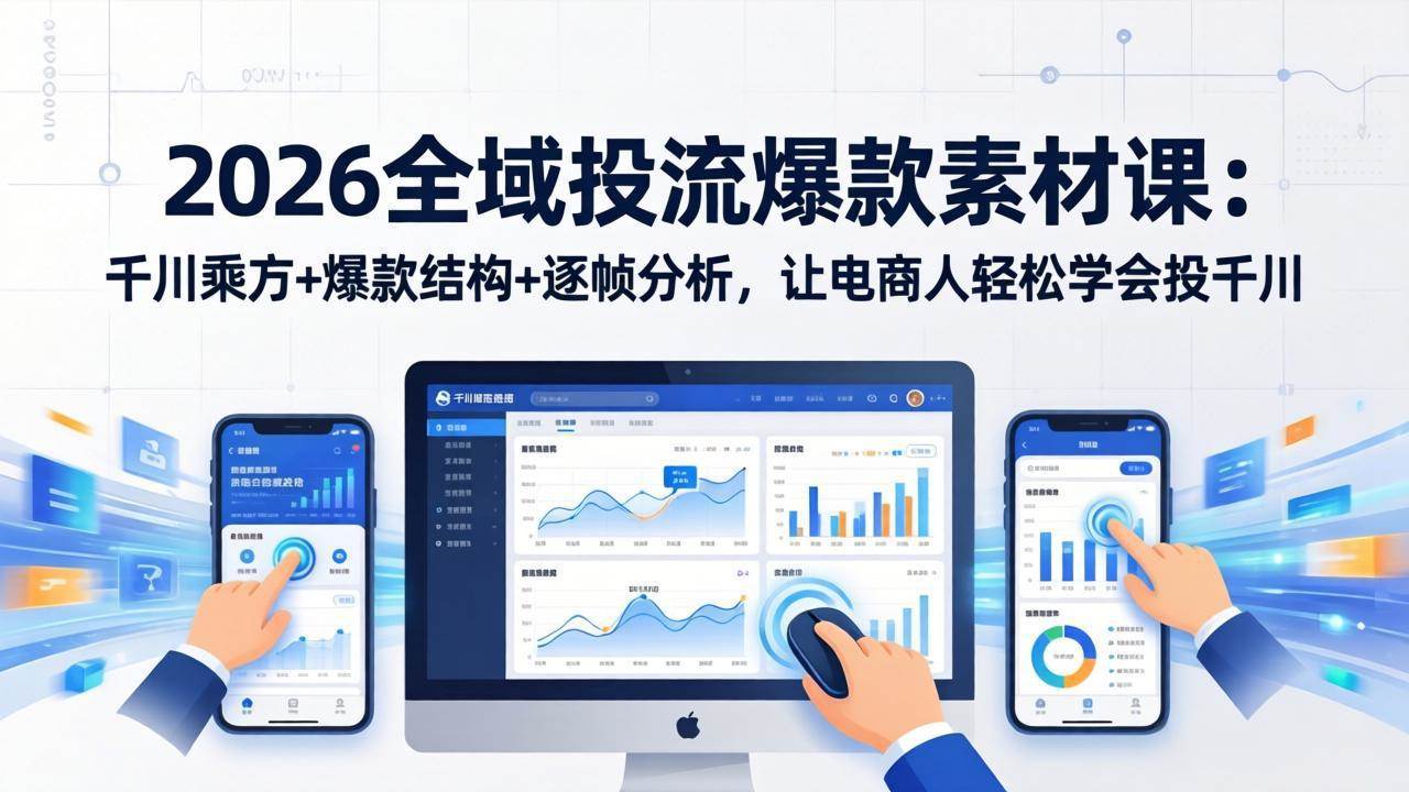 （17705期）2026全域投流爆款素材课：千川乘方+爆款结构+逐帧分析，让电商人轻松学会投千川-三月轻创