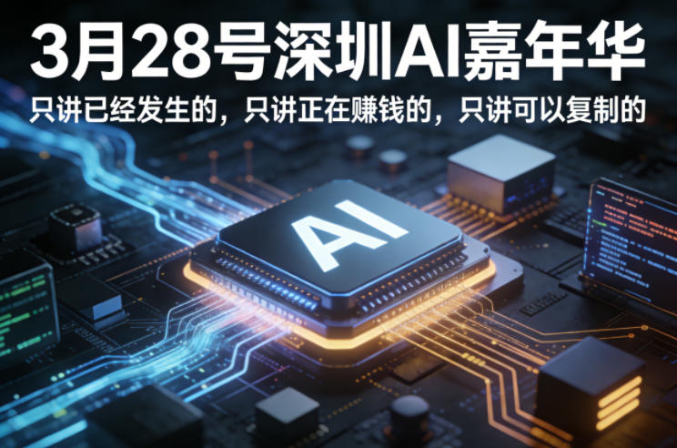 3月28号深圳AI嘉年华，只讲已经发生的，只讲正在賺钱的，只讲可以复制的-三月轻创