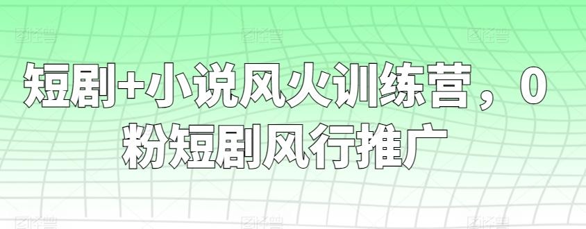 短剧+小说风火训练营，0粉短剧风行推广-三月轻创