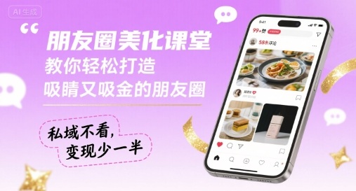 朋友圈美化课堂，教你轻松打造，吸睛又吸金的朋友圈，私域不看，变现少一半-三月轻创