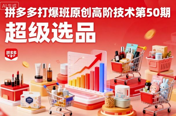 拼多多打爆班原创高阶技术第50期，超级选品-三月轻创