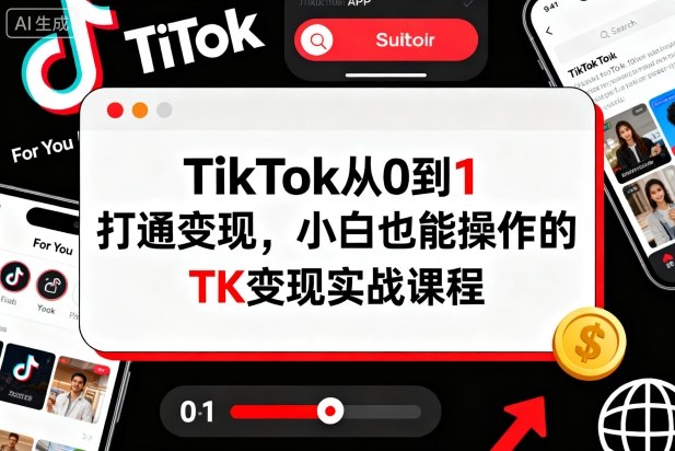 TikTok从0到1打通变现，小白也能操作的TK变现实战课程-三月轻创