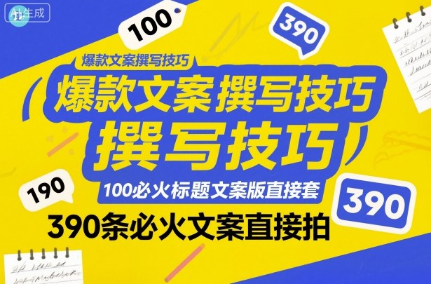爆款文案撰写技巧,100个必火标题文案模版直接套,390条必火文案直接拍-三月轻创