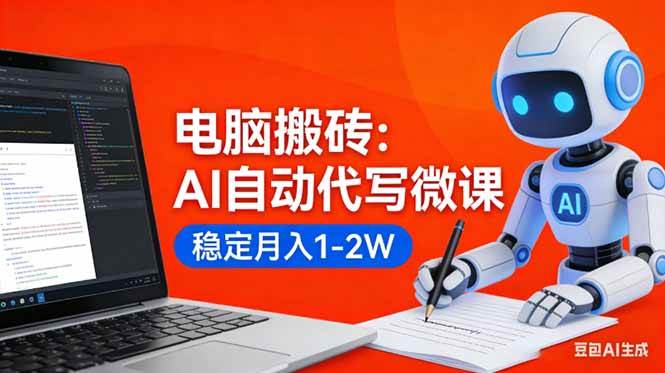 （17582期）电脑搬砖：AI自动代写微课，稳定月入1-2W，提供接单渠道，0门槛小白可做！-三月轻创
