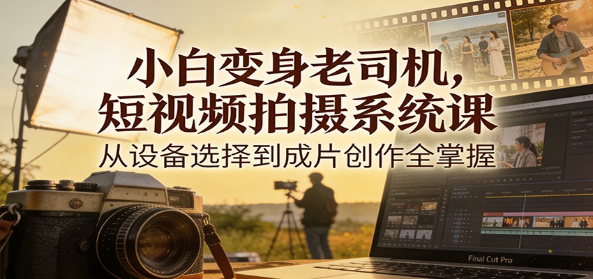 小白变身老司机，短视频拍摄系统课，从设备选择到成片创作全掌握-三月轻创