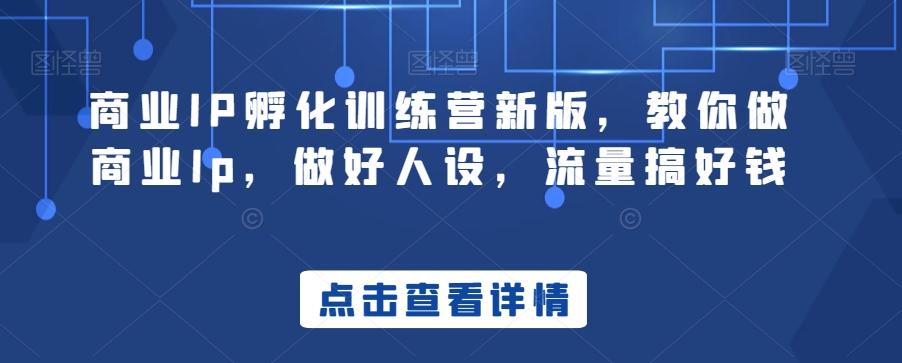 商业IP孵化训练营新版，教你做商业Ip，做好人设，流量搞好钱-三月轻创