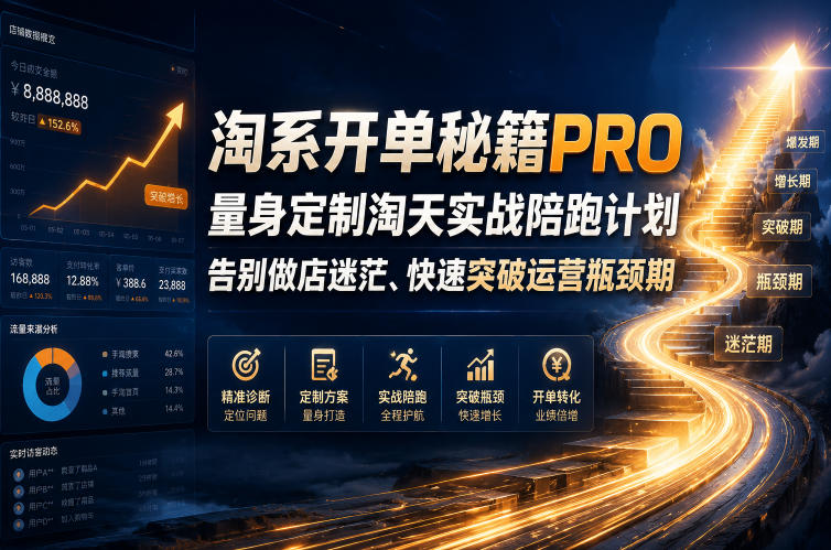 淘系开单秘籍PRO,量身定制淘天实战陪跑计划,告别做店迷茫、快速突破运营瓶颈期(2026年6月11)-三月轻创