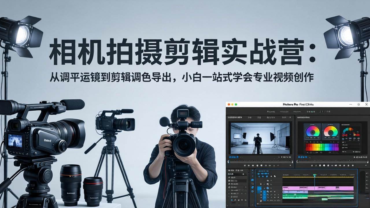 （18002期）相机拍摄剪辑实战营：从调平运镜到剪辑调色导出，小白一站式学会专业视频创作-三月轻创