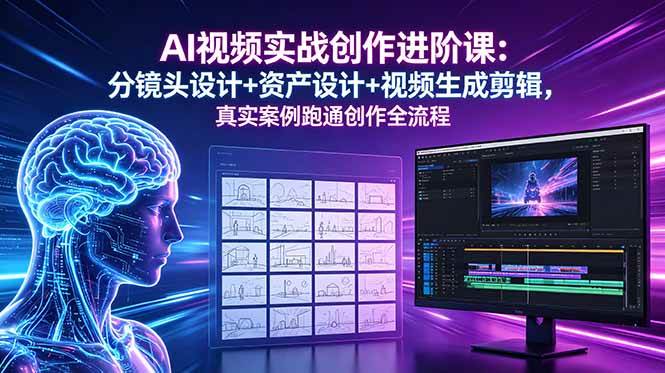 (18596期)AI视频实战创作进阶课:分镜头设计+资产设计+视频生成剪辑,真实案例跑通创作全流程-三月轻创