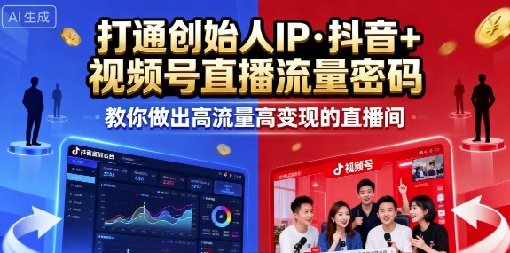 25年直播9-10两期线下课,打通创始人IP,抖音+视频号直播流量密码,教你做出高流量高变现的直播间-三月轻创
