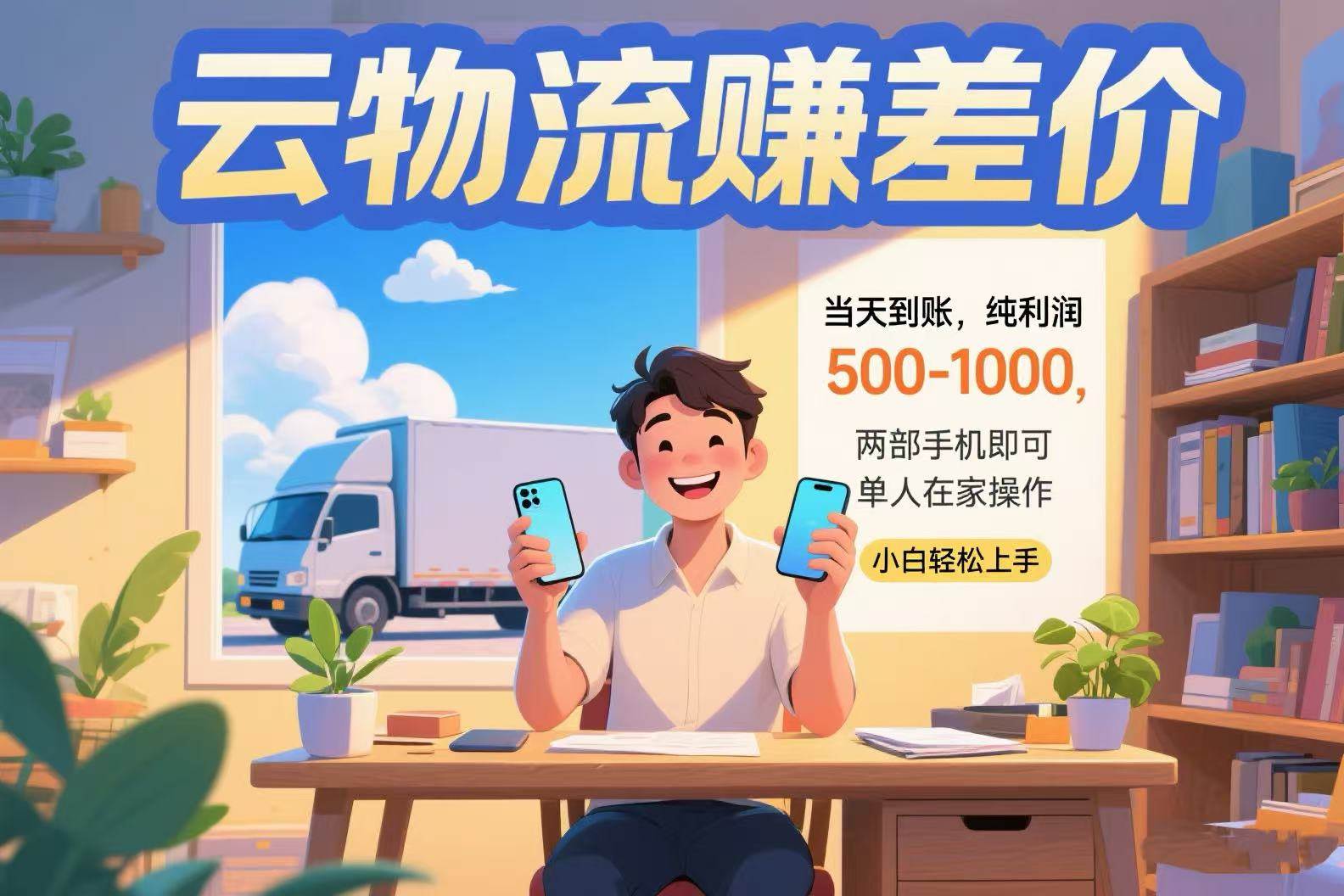 （15492期）云物流赚差价 当天到账纯利润500-1000 两部手机即可 可单人在家操作 小…-三月轻创