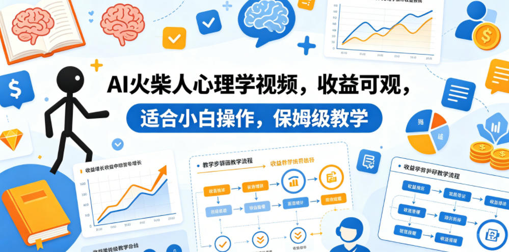 AI火柴人心理学视频,收益可观,适合小白操作,保姆级教学-三月轻创