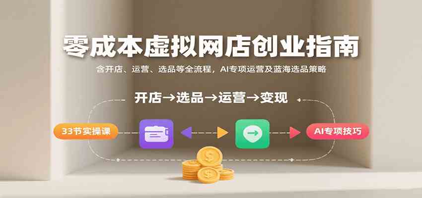 零成本虚拟网店创业指南，含开店、运营、选品等全流程， AI专项运营及蓝海选品策略-三月轻创
