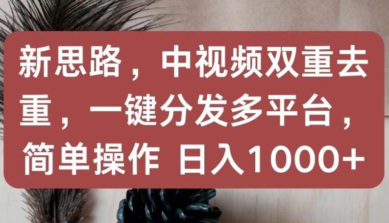 新思路，中视频双重去重，一键分发多平台，简单操作，日入1000+【揭秘】-三月轻创