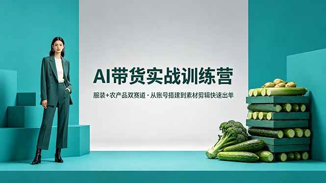 （18355期）AI带货实战训练营，服装+农产品双赛道，从账号搭建到素材剪辑快速出单-三月轻创