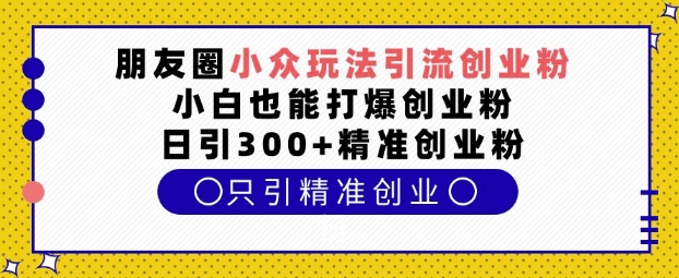 朋友圈小众玩法引流创业粉，小白也能打爆创业粉，日引300+精准创业粉【揭秘】-三月轻创
