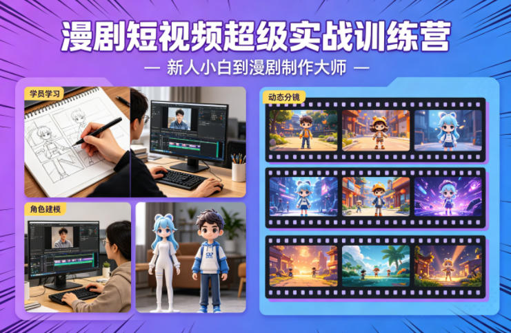 漫剧短视频超级实战训练营，新人小白到漫剧制作大师-三月轻创