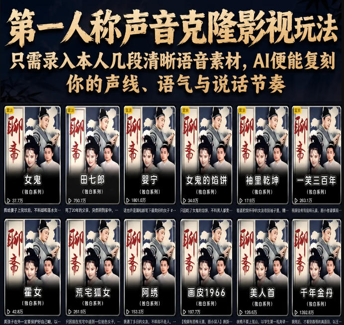 第一人称声音克隆影视玩法,只需录入本人几段清晰语音素材,AI便能复刻你的声线、语气与说话节奏-三月轻创