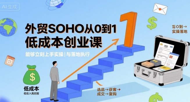 外贸SOHO从0到1低成本创业课，能够立刻上手实操与落地执行-三月轻创