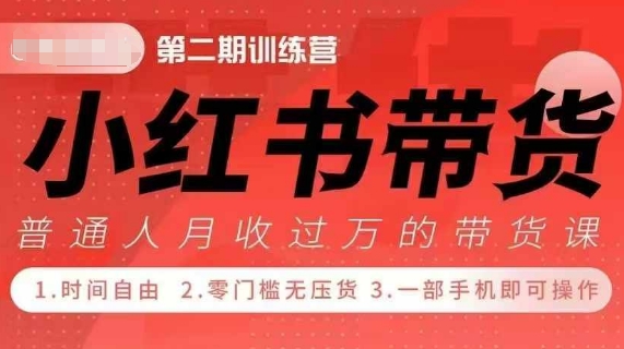 小Red书带货42天训练营 2.0版，宝妈+自由职+上班族+大学生，提高副业收入的大红利项目-三月轻创