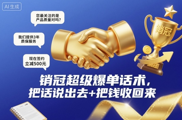 销冠超级爆单话术，把话说出去+把钱收回来-三月轻创