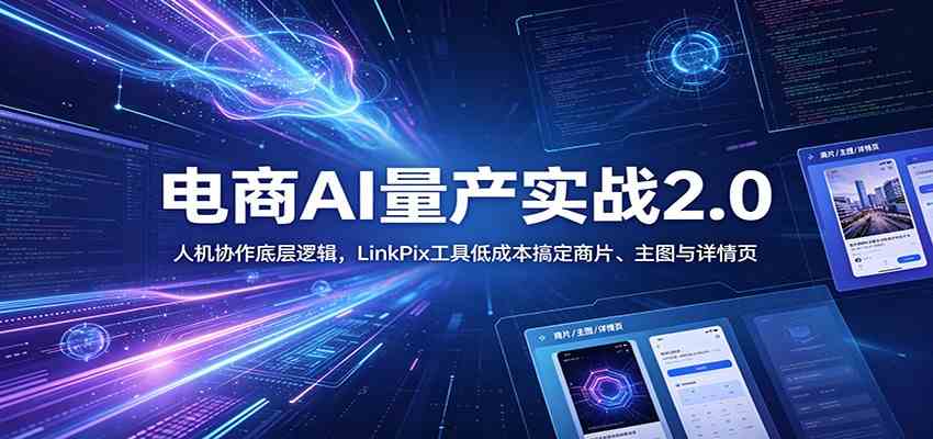 电商人AI量产实战2.0：人机协作底层逻辑，LinkPix工具低成本搞定商片、主图与详情页-三月轻创