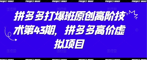 拼多多打爆班原创高阶技术第43期，拼多多高价虚拟项目-三月轻创