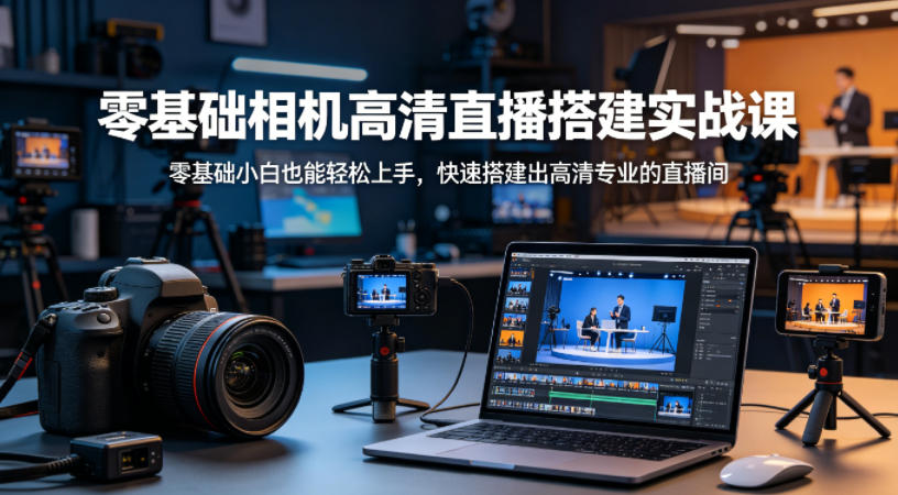 零基础相机高清直播间搭建实战课，小白也能轻松上手，快速搭建出高清专业的直播间-三月轻创