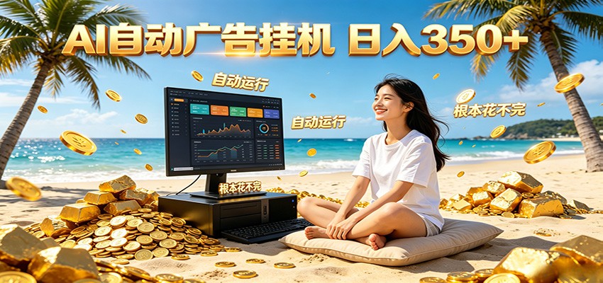 AI自动广告挂机 日入350+ 真正做到躺赚式变现,根本花不完!-三月轻创