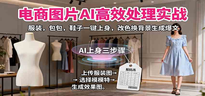 电商图片AI高效处理实战，服装，包包，鞋子一键上身，改色换背景生成爆文-三月轻创