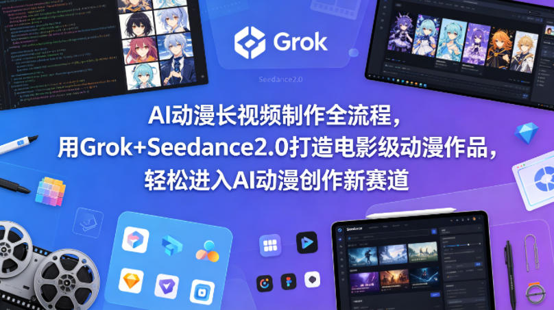 AI动漫长视频制作全流程，用Grok+Seedance2.0打造电影级动漫作品，轻松进入AI动漫创作新赛道-三月轻创